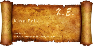 Kunz Erik névjegykártya